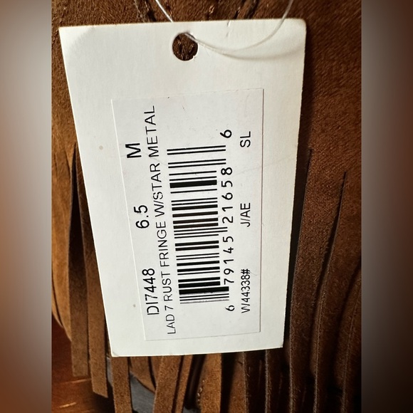 Dingo Lad SZ 6.5 Rust Fringe with Star Medal Boot. NWT - Picture 3 of 9